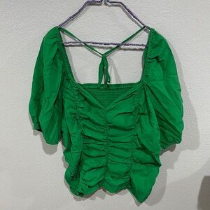 Green Women's Ruched Top